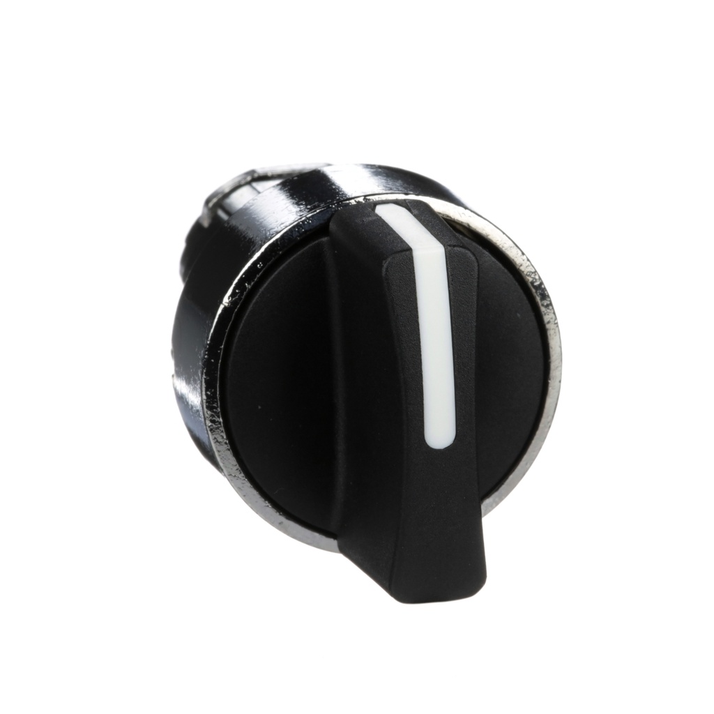 CABEZA SELECTOR DIÁMETRO 22 MANETA CORTA NEGRA 3 VUELTA CONTACTO EMBELLECEDOR METÁLICO, SCHNEIDER ELECTRIC