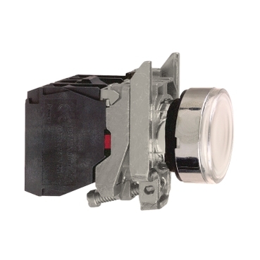 PULSADOR LUMINOSO RASANTE DIÁMETRO 22 250V BLANCO EMBELLECEDOR METÁLICO, SCHNEIDER ELECTRIC