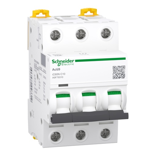 [A9F79310] INTERRUPTOR AUTOMÁTICO MAGNETOTÉRMICO IC60N 3P 10A CURVA-C, SCHNEIDER ELECTRIC