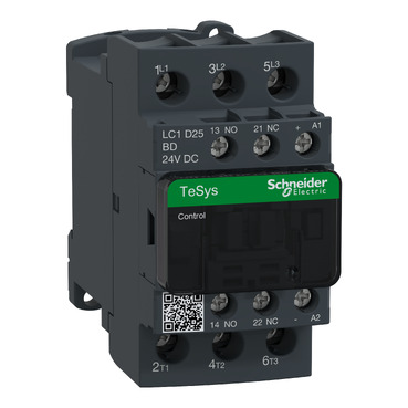 [LC1D25BD] CONTACTOR 25A 1 NA/1 NC 24V CC-AR ANTIPARÁSITO, SCHNEIDER ELECTRIC