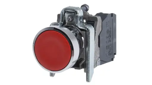 [XB4BA42] PULSADOR RASANTE DIÁMETRO 22 1 NC ROJO EMBELLECEDOR METÁLICO, SCHNEIDER ELECTRIC