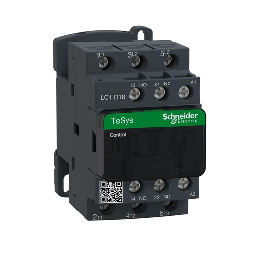 [LC1D18F7] CONTACTOR 18A 1NA/1NC 110V 50/60HZ, SCHNEIDER ELECTRIC