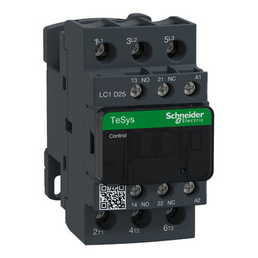[LC1D25B7] CONTACTOR 25A 3 POLOS (3 NA) 1 NA/1 NC 24V 50-60HZ, SCHNEIDER ELECTRIC