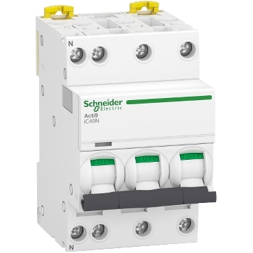 [A9P54725] INTERRUPTOR AUTOMÁTICO EN MINIATURA ACTI 16 IC40N 3PN C 25A 6000A/10KA, SCHNEIDER ELECTRIC
